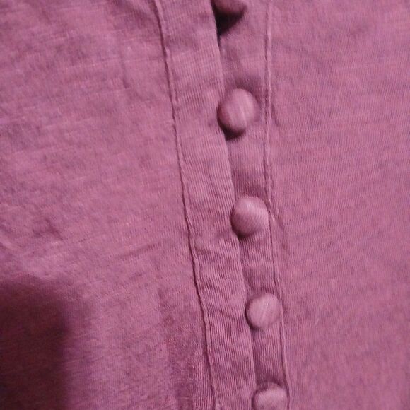 j Jill 2xl Women’s Smocked Henley Top Purple Long Sleeve Covered Buttons - Picture 2 of 9